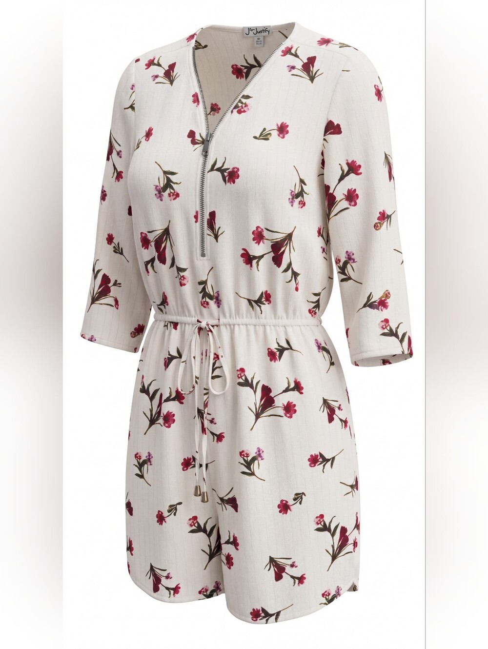 J for Justify Ivory Midi Dress with Berry Floral Print